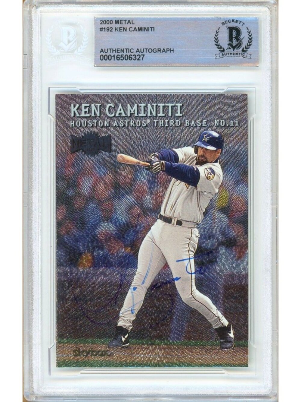 Ken Caminiti Signed 2000 SkyBox Metal #192 Astros Beckett BAS Slabbed Auto MLB